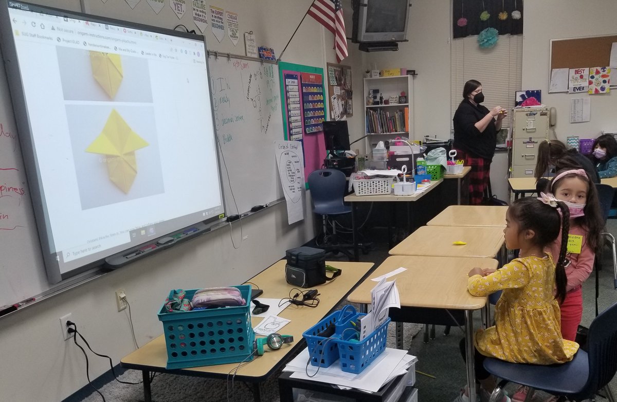 SugarloafRoar's tweet photo. Ms. Esry's Origami Cub Club 2 members fold out "Paper Pokemon Pikachus" (say that fast 3 times in a row)! Students participate in Cub Clubs and many of the clubs are student-led because we are a #LeaderInMeLighthouseSchool! #SugarloafRoar #WatchUsSoar https://t.co/lBmMyff3sB