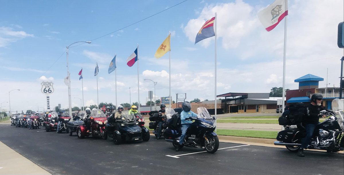Route66museum's tweet photo. Have a motorcycle group (or a classic car group-those are welcome too!) you'd like to book at our Route 66 Museum? Please call & book today! This group did recently and what great time they (and we) had!
🚗🗺️🏍️
#ExploreOHS #ClintonOklahoma #Route66 #Thingstodoinoklahoma https://t.co/GGj7vdNhpl