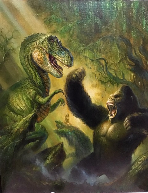 EggletonBob's tweet photo. @BobEggleton1 My version KONG VS THE T REX for the upcoming KING KONG book... https://t.co/m1tDsAOSr6