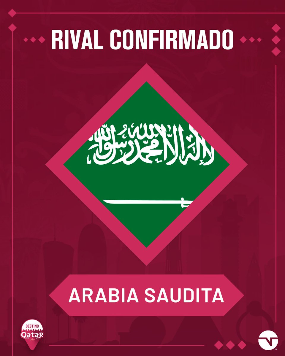 TNTSportsAR's tweet photo. ARABIA SAUDITA 🇸🇦

Rival confirmado para la Selección Argentina 🇦🇷 en el Grupo C del Mundial de Qatar 2022 🏆

La Scaloneta debutará ante los árabes el 22 de noviembre ✅
⁣
#SorteoQatar2022 https://t.co/6MDu6s5yLl