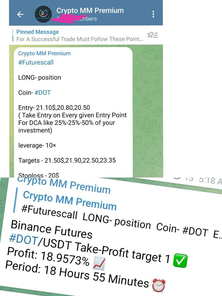 We shared #DOT Long  call in our Telegram Channel ✅ 
19%   profit   💰✅ 
Join our free Telegram Channel and grab all quick profit signals.                                                     Hurry up 🏃‍♂👇
telegram.me/Cryptomoneymak…