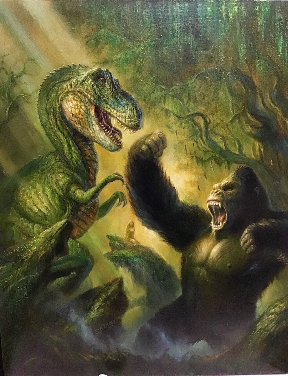 KONG VS THE T REX from the upcoming KING KONG book...my idea of the battle.