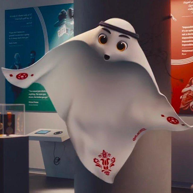 Unialarga's tweet photo. ¿Cómo así que la mascota del mundial de Qatar es el fantasma de los trabajadores que murieron construyendo los estadios? https://t.co/MLXqywvAol