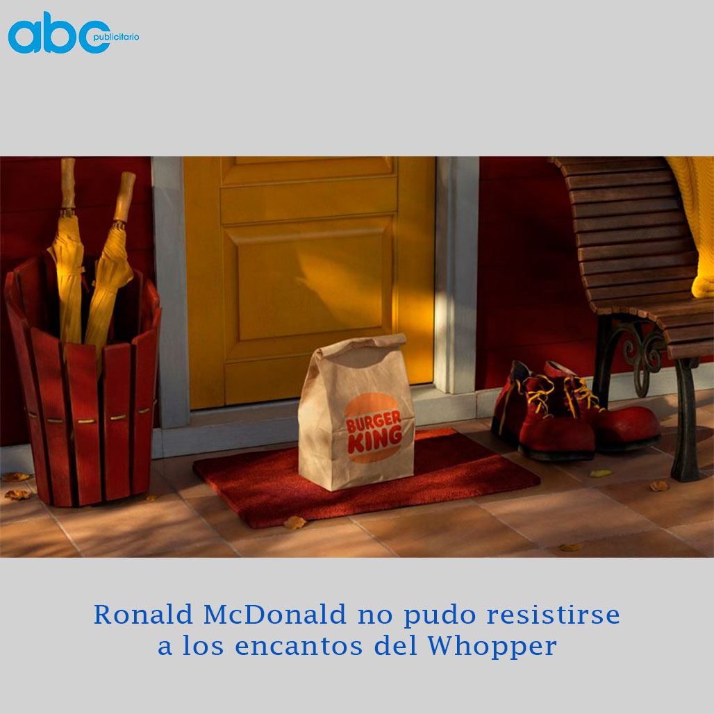 abcpublicitario's tweet photo. Burger King acostumbra a gastar épicas bromas en sus anuncios a McDonald’s.  En esta campaña el rey de las hamburguesas vende las bondades de su app para pedir comida a domicilio y se apoya para ello en la competencia.
https://t.co/s57EonmiVN https://t.co/gqfg02g4Gk