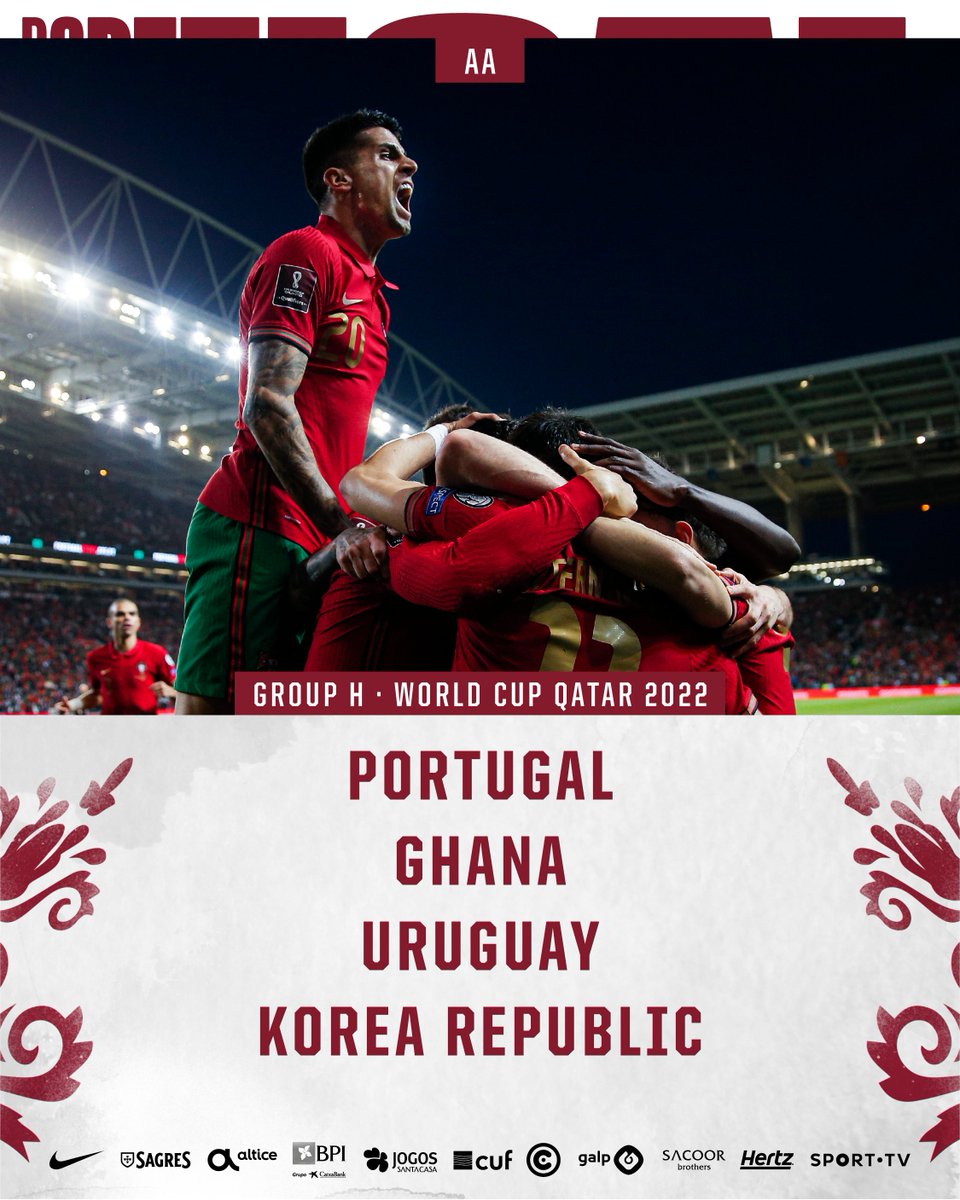selecaoportugal's tweet photo. Já conhecemos o nosso grupo para o Mundial 2022! 🏆 O que achaste do sorteio? #VamosComTudo #WorldCupDraw https://t.co/ryZILxG0GM