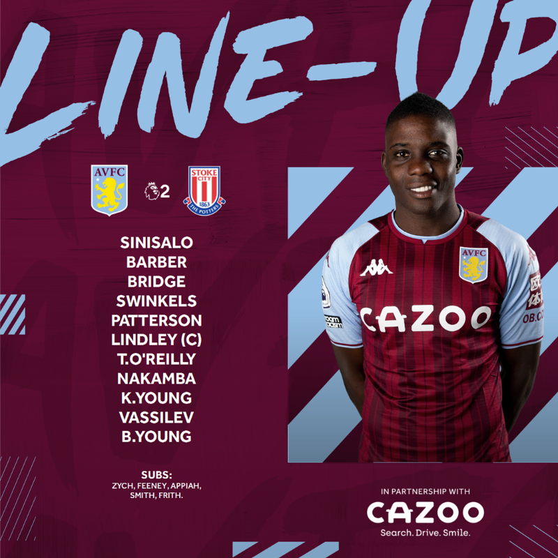 AVFCOfficial's tweet photo. Here's how #AVFCU23s line-up for tonight's #PL2 clash at Villa Park...
