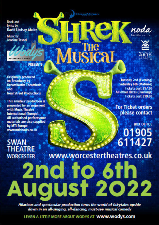 Tickets available now! For Shrek the Musical tickets go to wodys.com #Worcester #WorcestershireHour #ShrektheMusical