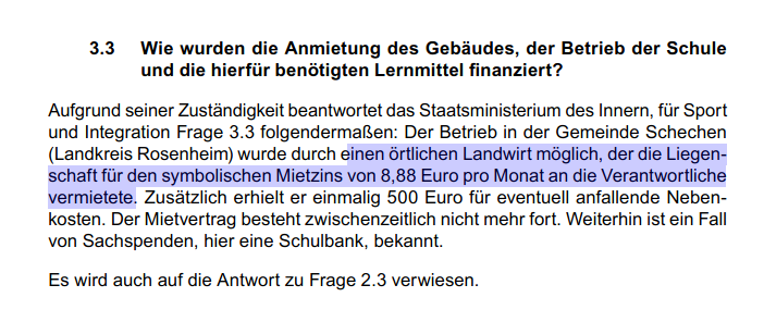 PresseMueller's tweet photo. Infos zur illegalen #Reichsbürger/#Querdenker #Schule in #Schechen (bei #Rosenheim): Der örtlichen Landwirt erhielt einen symbolischen Mietzins von 8,88 Euro pro Monat  [1/3] https://t.co/FqFnh0JA8X