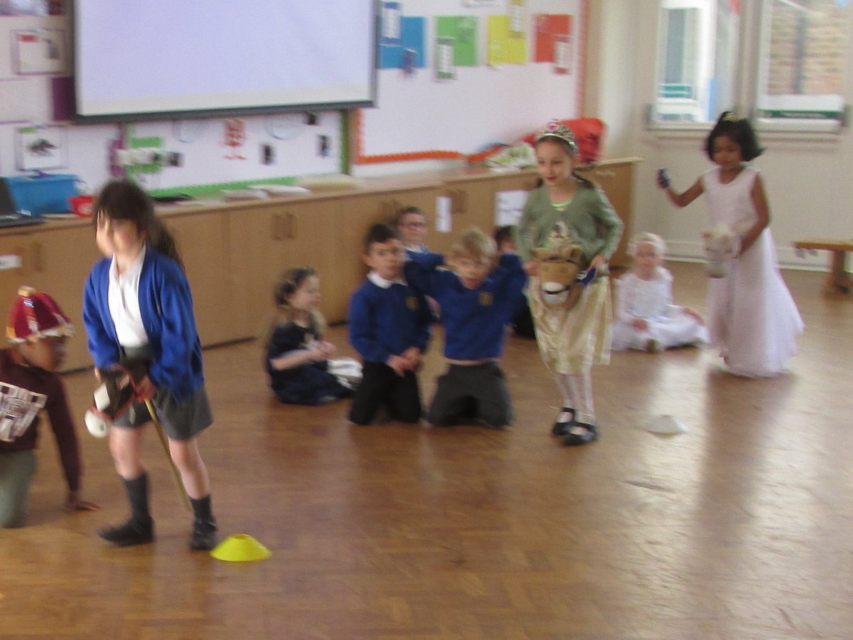 Today at Knight School we learnt to joust, attack a castle and rid the kingdom of dragon eggs!  We then went to the dubbing ceremony and had a banquet (with medieval dancing) to celebrate becoming 'The Knights of Sandy Lane'.  What a fun day to end our Castles &amp; Dragons topic!