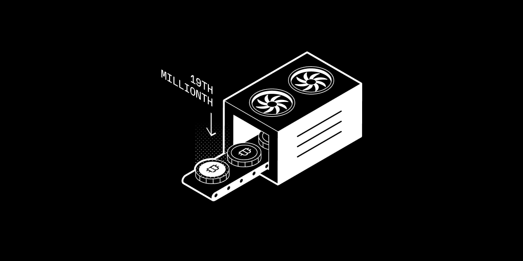 Ledger's tweet photo. The 19 millionth #Bitcoin was just mined! 🎉 

Reminder: There will only ever be 21 million $BTC.

Do you know what year the final Bitcoin will be mined? 🤔 

Let us know down below 👇 https://t.co/b4rCEHMJdQ