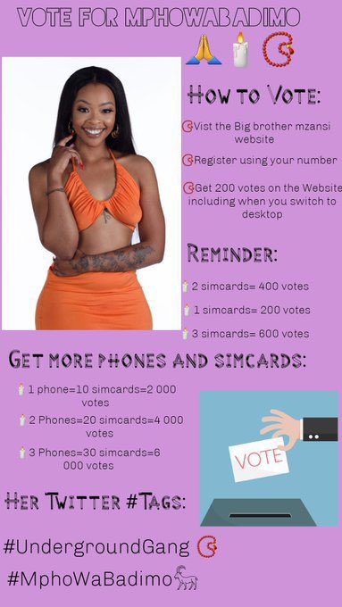 lo_ve_bug's tweet photo. @BBMzansi #VOTEMphowaBadimo #MphoWaBadimo𓃵 #BBMzansi Vote for Mpho 🤝 https://t.co/RTpLpJI5CW
