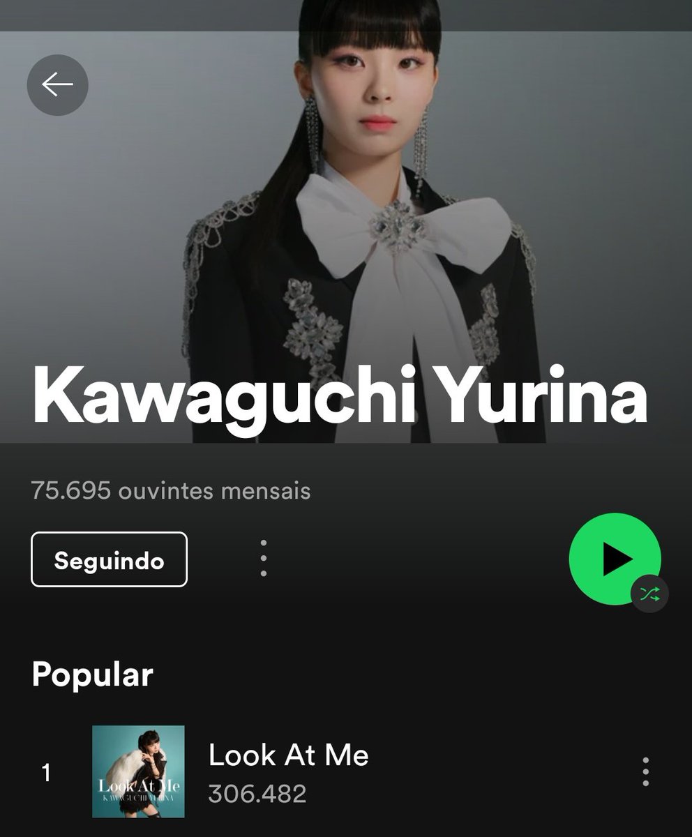 BrasilYurina's tweet photo. [📊] A Yurina superou mais de 75 mil ouvintes mensais e "Look At Me" superou 306 mil streams no Spotify ❤️ 

#Yurina #KawaguchiYurina 
#川口ゆりな #카와구치유리나 #YurinaDebut #LookAtMe https://t.co/bZ74lajZI3