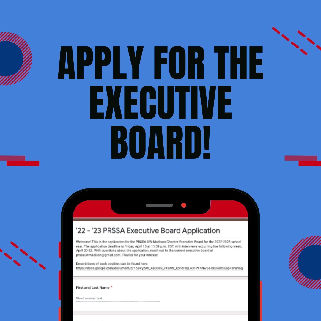 ATTENTION PRSSA‼️ The Exec Board Application for the 2022-2023 school year is now open! Apply at the link in our bio! The application closes April 15 at 11:59 p.m. CST.