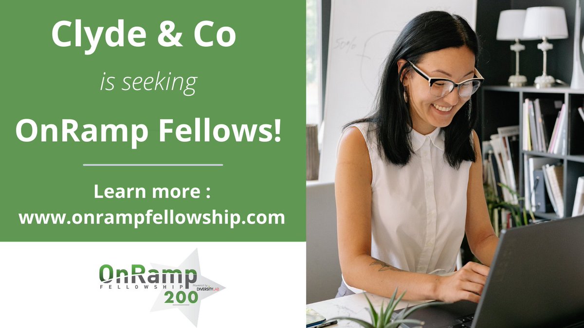 OnRamp Fellowship (@onrampfellow) on Twitter photo Are you returning to the legal profession after a hiatus? International law firm <a href="/ClydeCoNews/">Clyde & Co</a> is seeking multiple OnRamp Fellows for its insurance practice — including corporate insurance and insurance coverage litigation.
Learn more: onrampfellowship.com/opportunities/
#insurance #law Are you returning to the legal profession after a hiatus? International law firm <a href="/ClydeCoNews/">Clyde & Co</a> is seeking multiple OnRamp Fellows for its insurance practice — including corporate insurance and insurance coverage litigation.
Learn more: onrampfellowship.com/opportunities/
#insurance #law