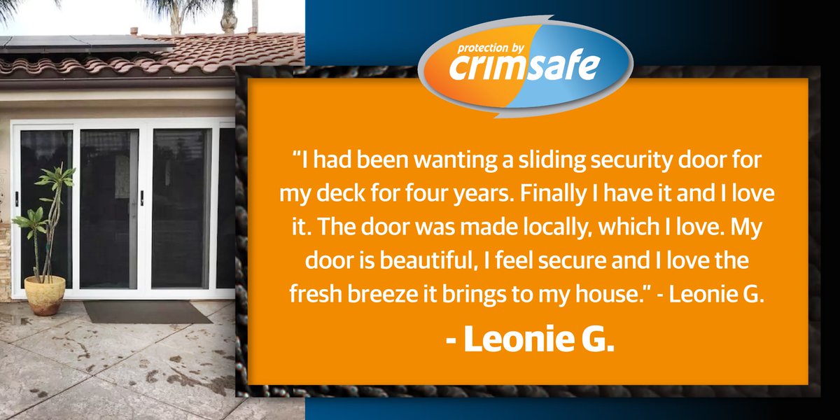 Whether it's sliding doors, French doors, or regular doors, Crimsafe Security and Storm Screens are a perfect match! We're so happy you're loving your new security screen, Leonie!

#Crimsafe  #screendoor  #renovationideas #homesecurity #security #protection #testimonial
