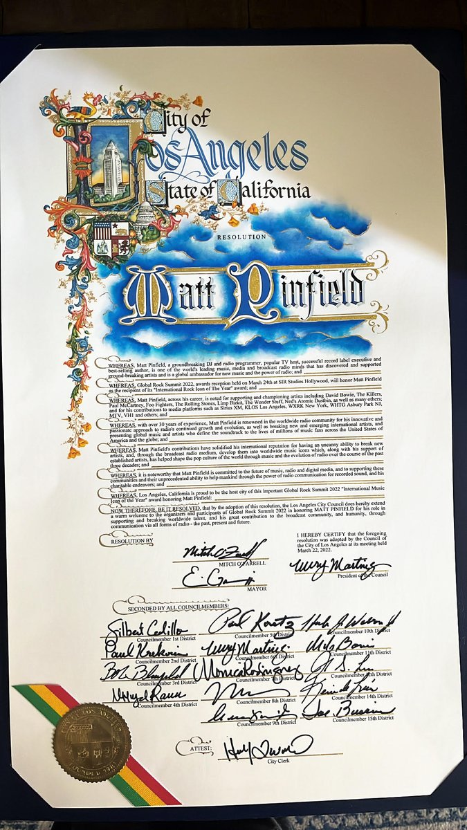 rollinglivepro's tweet photo. ⚡ Huge CONGRATS to our friend @mattpinfield! You deserve it. ⚡  #HollywoodChamberofCommerce  @AndySchuon Walk Of Fame Award, #SatBisla  presented “International Rock Icon Of The Year” award,  @MayorOfLAMayor’s office and City Council gave him a proclamation https://t.co/Q1K3opUCud