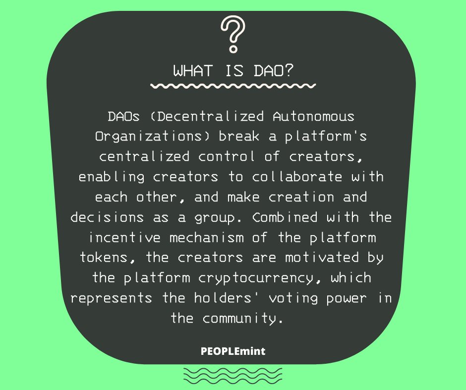 PeopleMint_io's tweet photo. A buzzing for #DAO 📈

Step towards #WEB3 
Holding more platform tokens means greater contributions, which translates to greater voting rights to make decisions on community affairs. https://t.co/KnkO4VxOjR