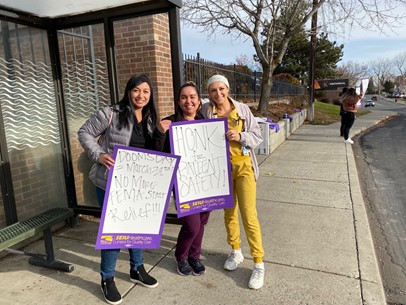 We're showing our unity to demand better wages and retention bonuses for all of us at Yakima Valley Memorial! Enough is enough: it's time that YVM puts our safety &amp; the safety of our patients over profits. Join us in solidarity today at noon in front of YVM on 2811 Tieton Drive.