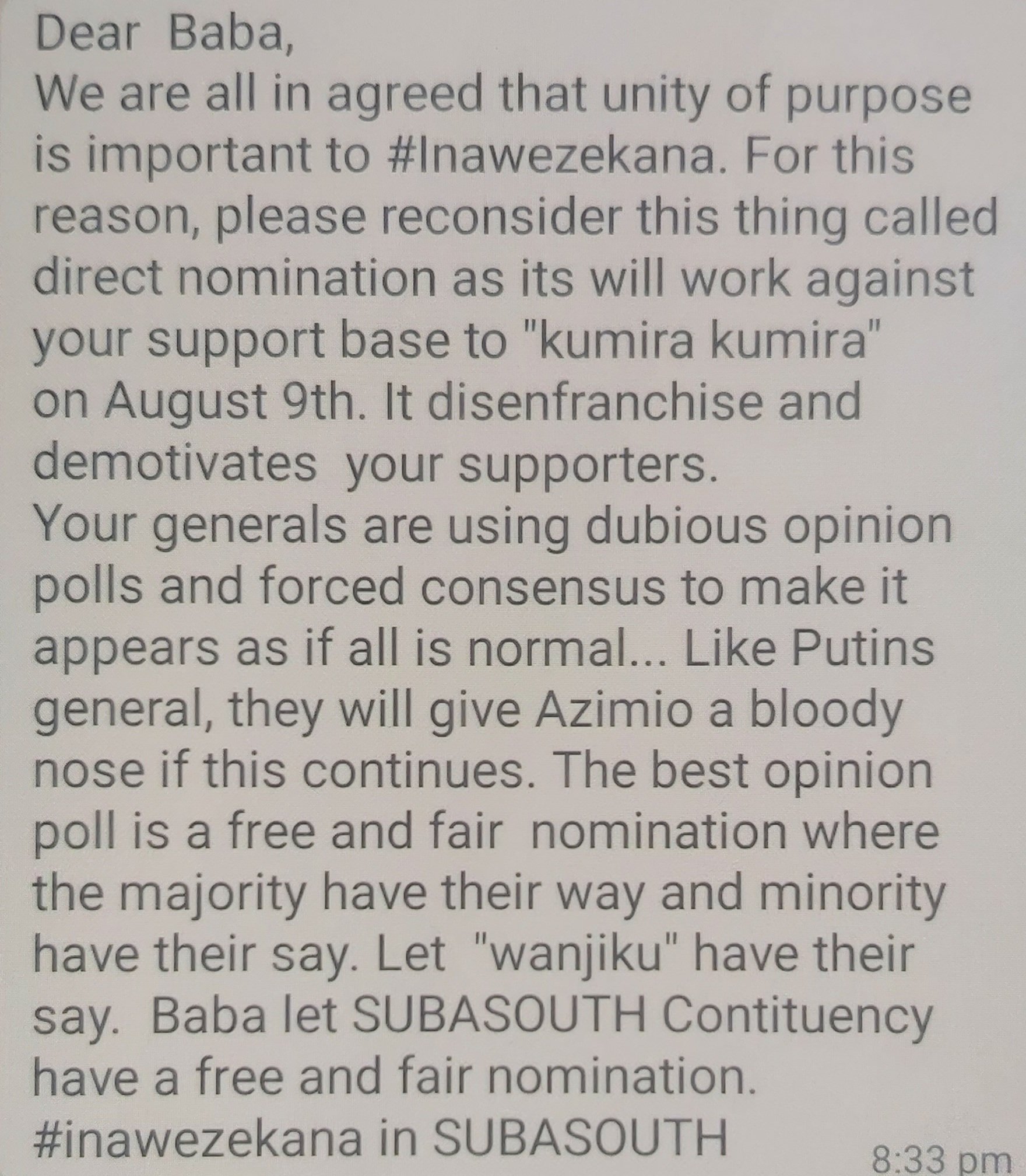 Peter Wamulla on Twitter "Cjamehk Free and fair nominations is what