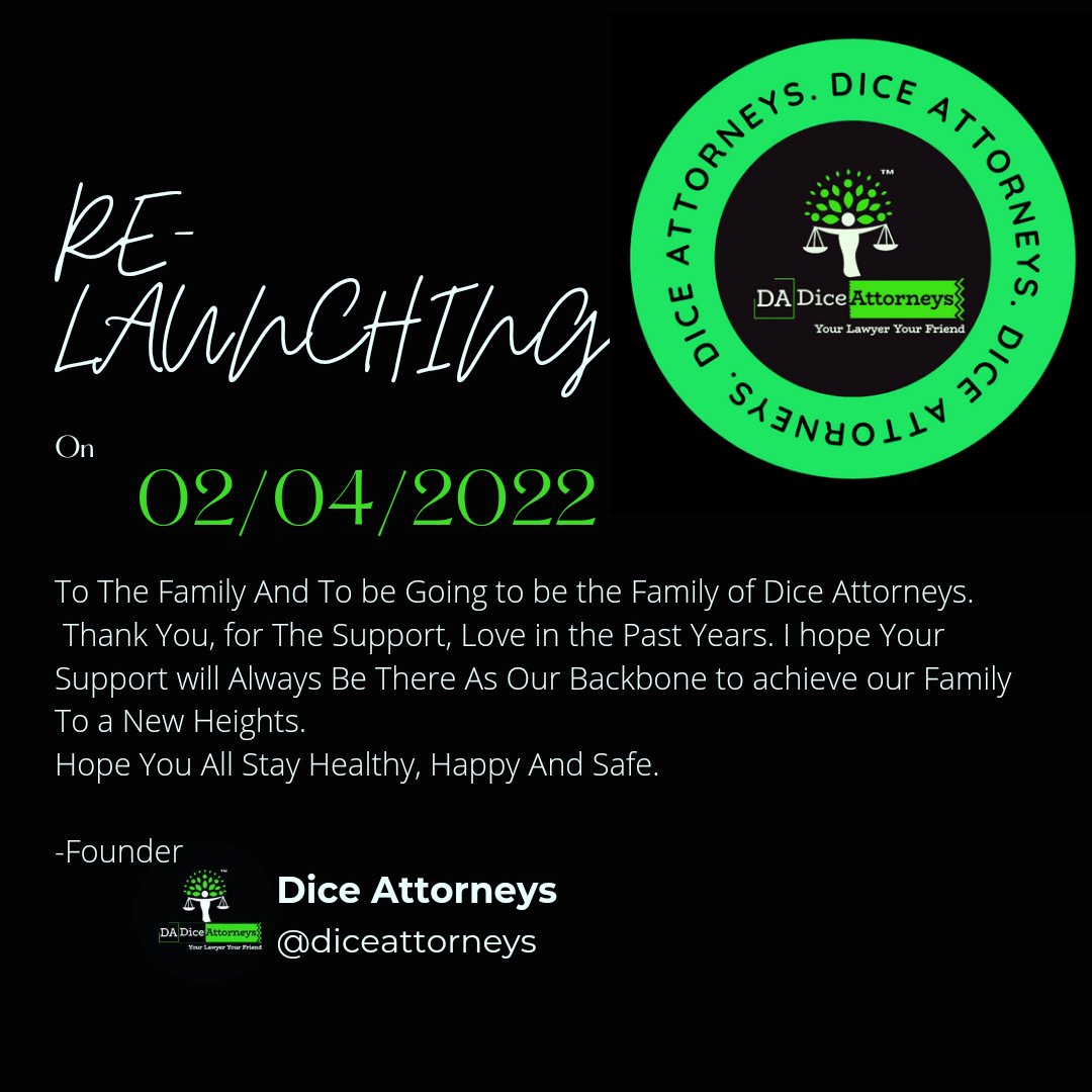 DiceAttorneys's tweet photo. We Are Happy To Announce The Re-Launching of Dice Attorneys On The Occasion of Navratri. 
Do Support and Show Your Love To Us. https://t.co/PRk1GitwIR