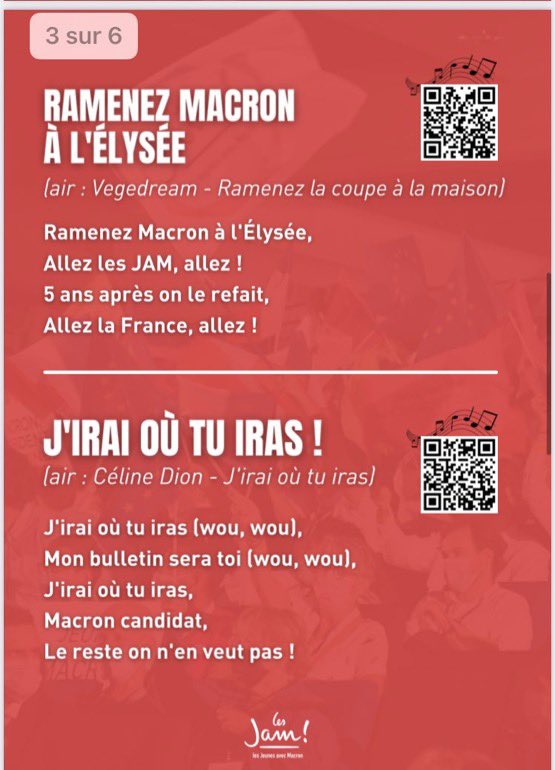 2022Elections's tweet photo. 🎶 « Ramenez Macron à l’Elysée »

Les « Jeunes avec Macron » ont envoyé un mail aux adhérents sélectionnés pour faire partie de la « Team ambiance » lors du meeting à La Défense Arena.

👉 Avec des chants à entonner https://t.co/x95aRGIwIO
