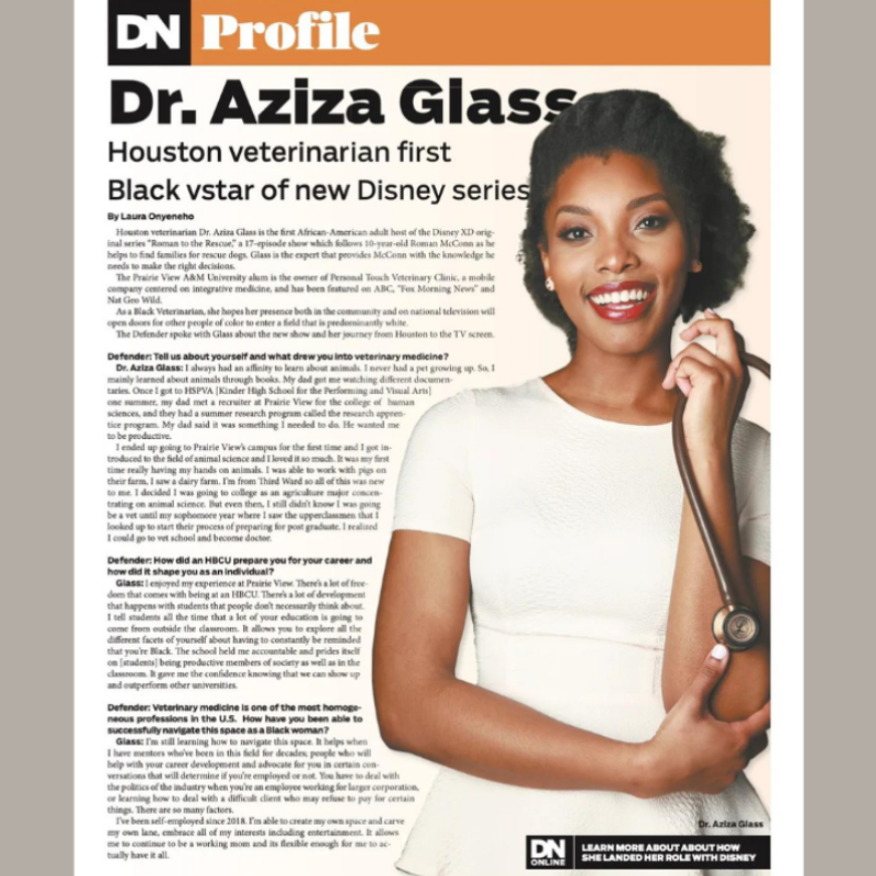 defendernetwork's tweet photo. Dr. Aziza Glass: Houston vet turned Disney series star.
@AzizaGlass @DisneyXD @hulu @NatNanyamka @PVAMU 
#DefenderNetwork