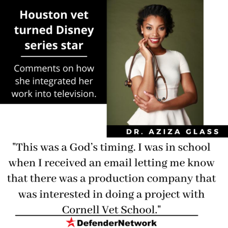 defendernetwork's tweet photo. Dr. Aziza Glass: Houston vet turned Disney series star.
@AzizaGlass @DisneyXD @hulu @NatNanyamka @PVAMU 
#DefenderNetwork