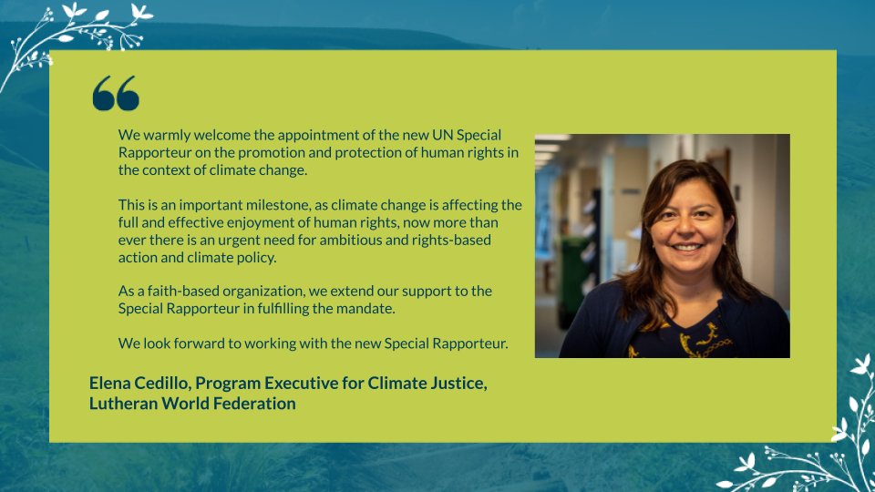 ciel_tweets's tweet photo. "This is an important milestone, as climate change is affecting the full and effective enjoyment of human rights, now more than ever there is an urgent need for ambitious and rights-based action and climate policy." — Elena Cedillo of @lutheranworld https://t.co/0l0NFIkYbL