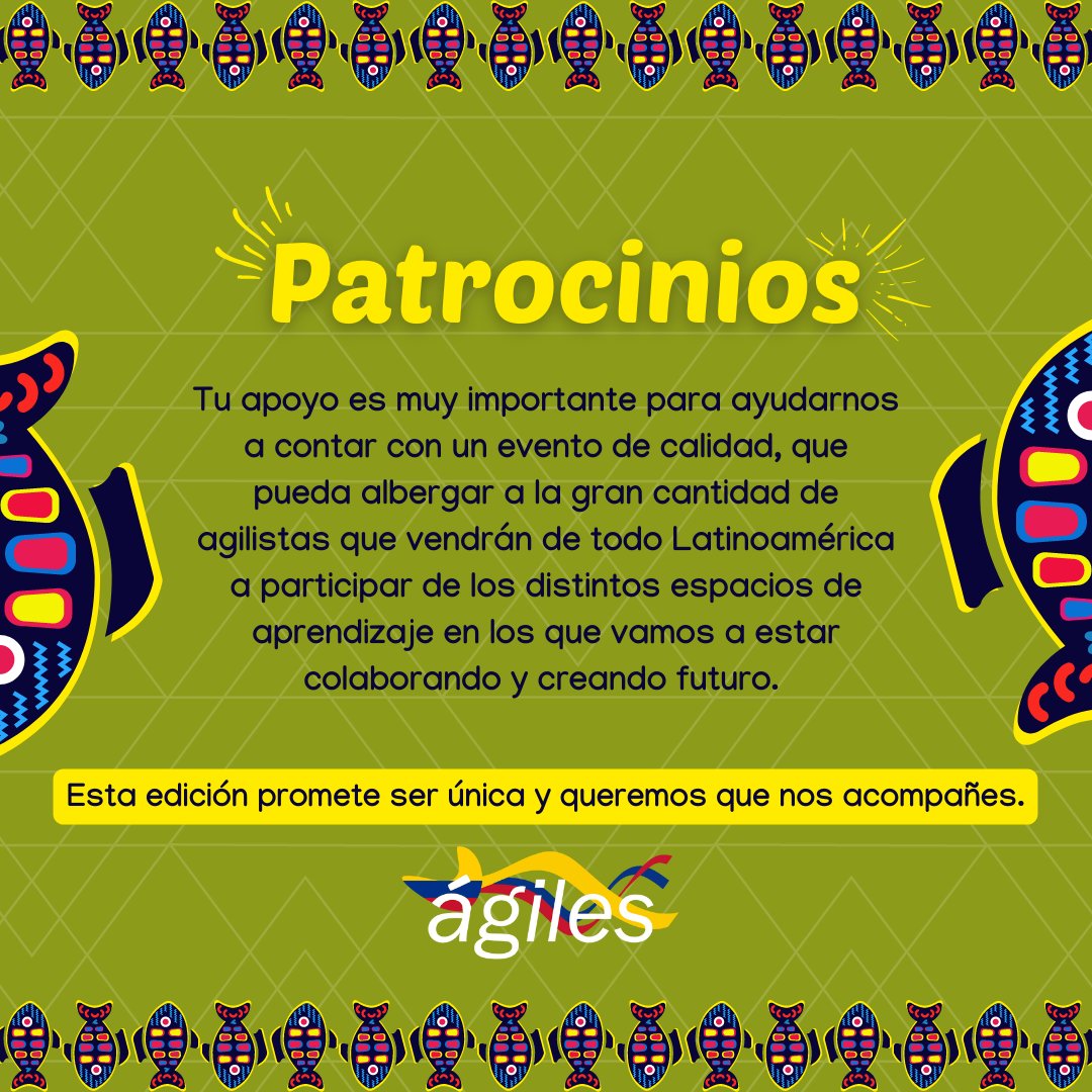 agilesla's tweet photo. 🌱 Únete con tu patrocinio a las XV Jornadas Latinoamericanas de Agilidad. 

✍🏼Regístrate en 👉 https://t.co/aOpKRV1Qsx y te asignaremos un responsable de contactarte.

🙌 Desde ya ¡muchas gracias por tu ayuda!

#Agiles2022 #AgilesLatam2022 #AgilesLatam #Presencialidad #Energia https://t.co/xMeLMfHoAG