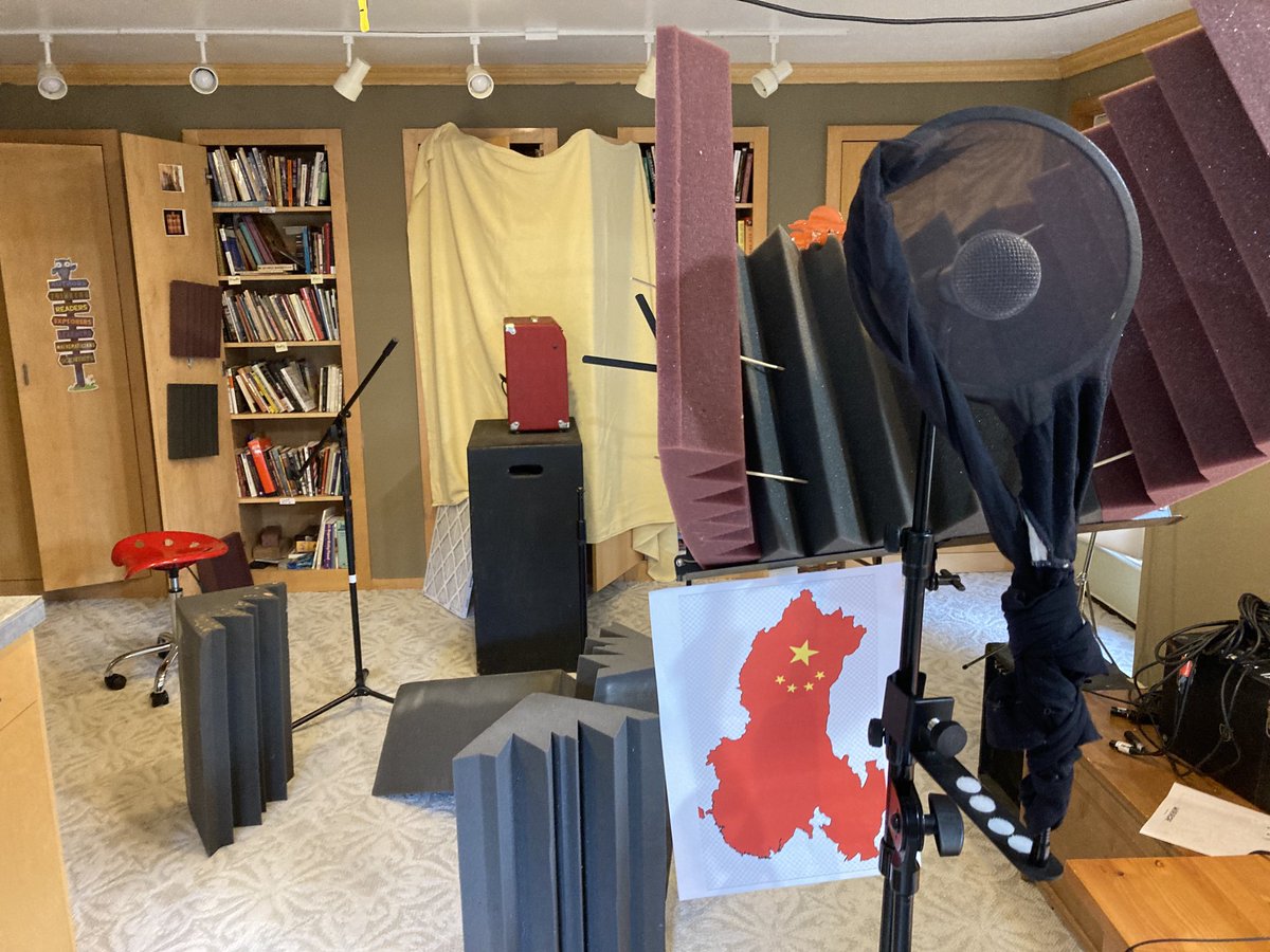 TedOConnell3's tweet photo. Transforming a writing studio into a recording studio. Getting ready for the Prozac Mountain Boys. Books = sound buffers. https://t.co/25lstSbHHy