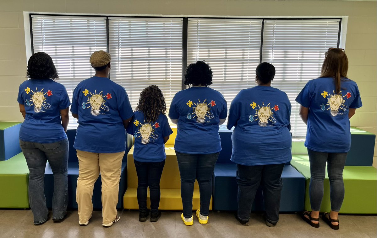 bookdiva2014's tweet photo. SCS Library Media Specialists are Lighting it Up Blue in recognition of Autism Awareness Month. Thanks to SHS Senior C. Gayle for the t-shirt design.  #TeamSelmaConnected @KnoxSODlibrary  @SelmaSchools @bettis_kristy @the_clark405 @SophiaPKingston @MviewLions @PayneSchool https://t.co/X4VQZMBw7t