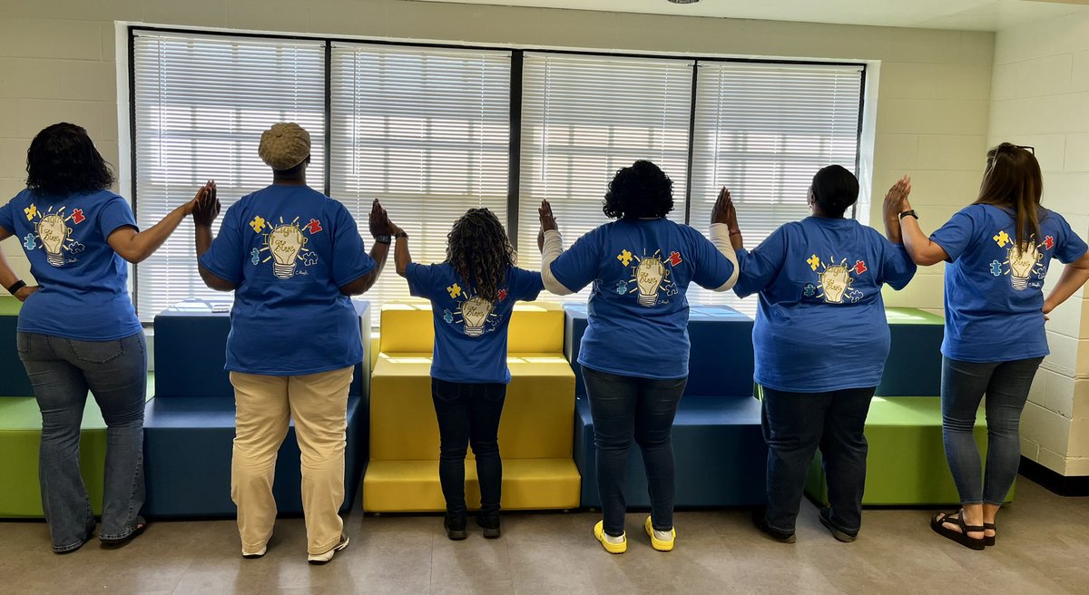 bookdiva2014's tweet photo. SCS Library Media Specialists are Lighting it Up Blue in recognition of Autism Awareness Month. Thanks to SHS Senior C. Gayle for the t-shirt design.  #TeamSelmaConnected @KnoxSODlibrary  @SelmaSchools @bettis_kristy @the_clark405 @SophiaPKingston @MviewLions @PayneSchool https://t.co/X4VQZMBw7t