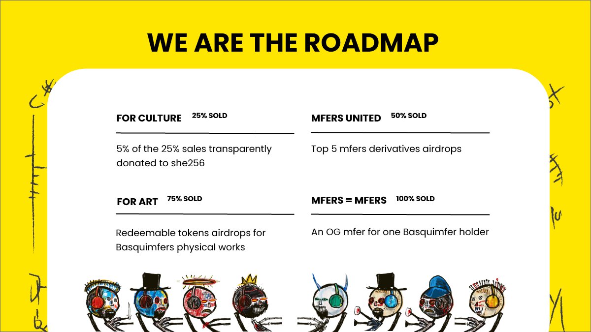 🧵1/6

We promised no roadmap and yet you're all here for art, culture and meme. The team has decided to add rewards to holders and minters of Basquimfers. It might be small but it's honest work and all of you can be a part of this cultural journey. 

#mfers #MfersUnited