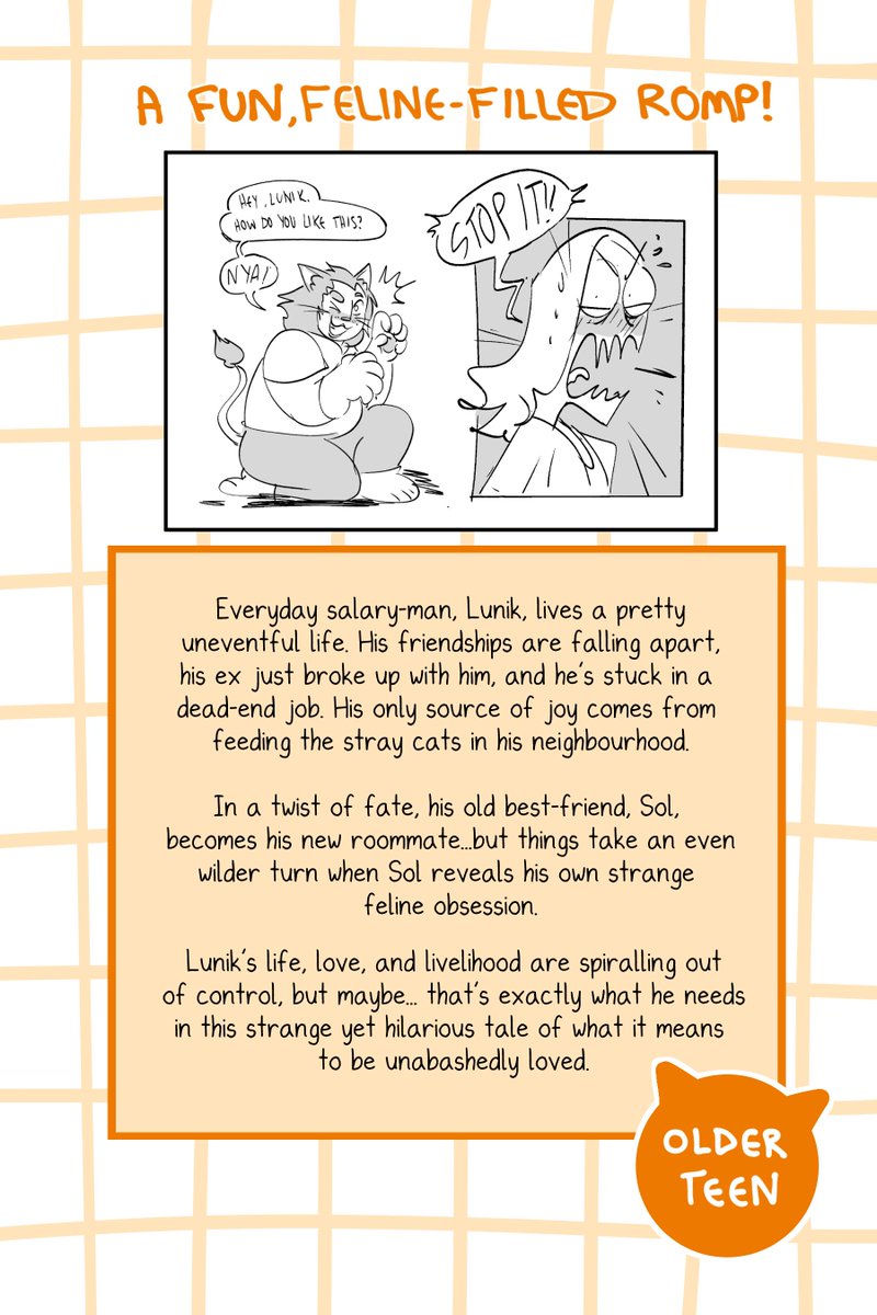 Y'all!! I am SO excited to finally share my brand new indie comic with you all...
The Boyfriend CATastrophe🐱🐈🧡
It's my love letter to indie LGBT+ romcom manga and is dropping this Summer!! It has been such a joy to create so I hope you'll look forward to it 😻😻