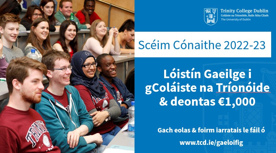 Oifig na Gaeilge, Coláiste na Tríonóide BÁC (@gaeloifigtcd) on Twitter photo Is féidir le mic léinn reatha iarratas a dhéanamh ar Scéim Cónaithe TCD go dtí 9am Dé Luain 4 Aibreán.
<a href="/tcddublin/">Trinity College Dublin</a> students - apply before 9am Monday 4th April! Is féidir le mic léinn reatha iarratas a dhéanamh ar Scéim Cónaithe TCD go dtí 9am Dé Luain 4 Aibreán.
<a href="/tcddublin/">Trinity College Dublin</a> students - apply before 9am Monday 4th April!
