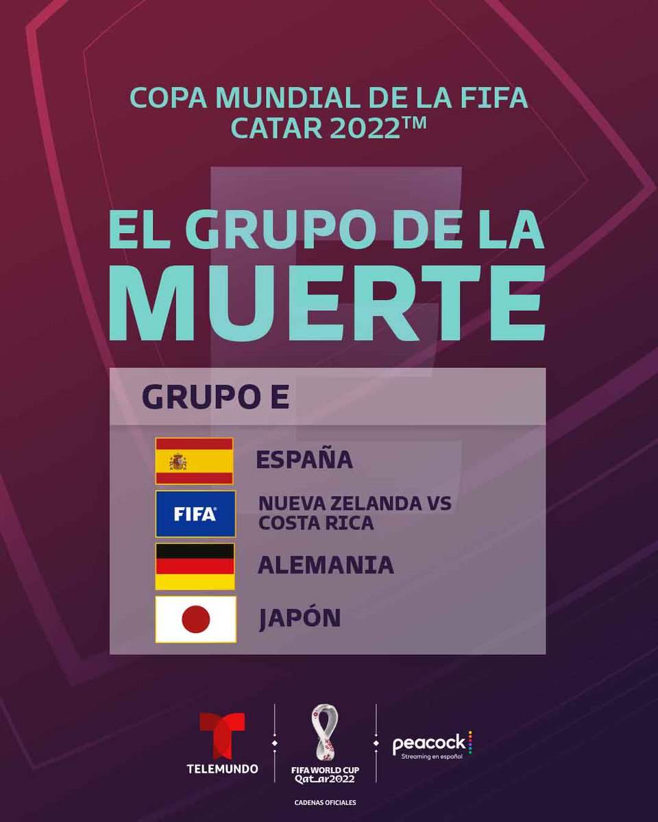 Telemundo's tweet photo. 🔥 ¡EL ‘GRUPO DE LA MUERTE’ EMPEZÓ CON TODO!
🏆 ¿De aquí saldrá el campeón del mundo? ¡Danos tu opinión! 👇
📺 Telemundo la casa de la Copa Mundial de la FIFA #Catar2022
#SorteoEnTelemundo #MundialTelemundo #ElMundialLoEsTodo https://t.co/0e0WQarCgs