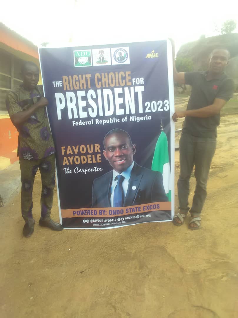 thekapenta's tweet photo. Favour 2023 Presidential #Grassroot Mobilisation continues. 
FAVOUR for Ondo 2023. 
Well done Team 
 We are winning forward.
#ThinkFavour
#ThinkADC @adc_dn
#NoMoreRecycledPoliticians https://t.co/s000TVQRw8