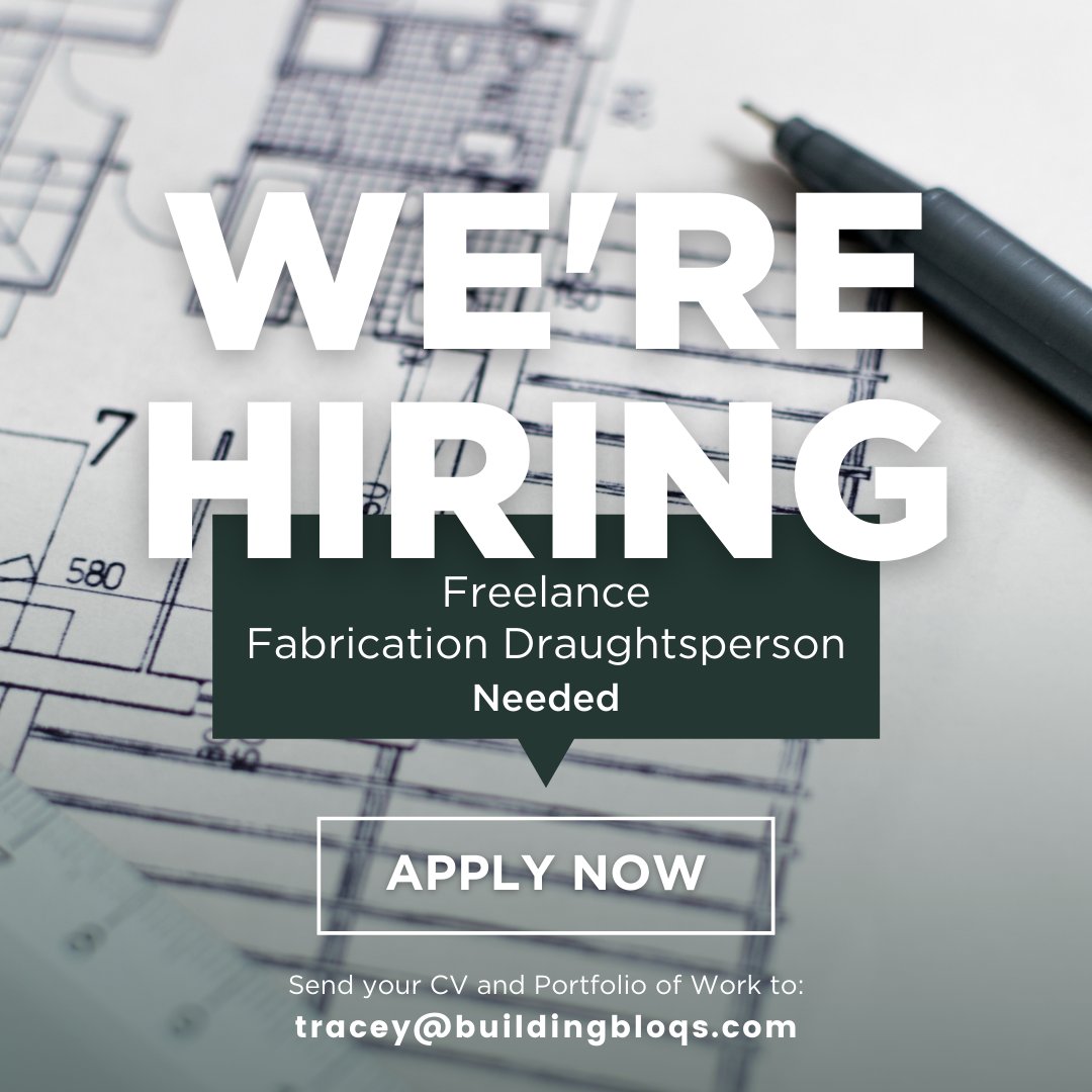 bloqsuk's tweet photo. We are hiring! Freelance Fabrication Draughtsman Needed ๐คย
Please send CV and Portfolio to: tracey@buildingbloqs.comย
#buildingbloqs #wearehiring https://t.co/QqZbWYdekI
