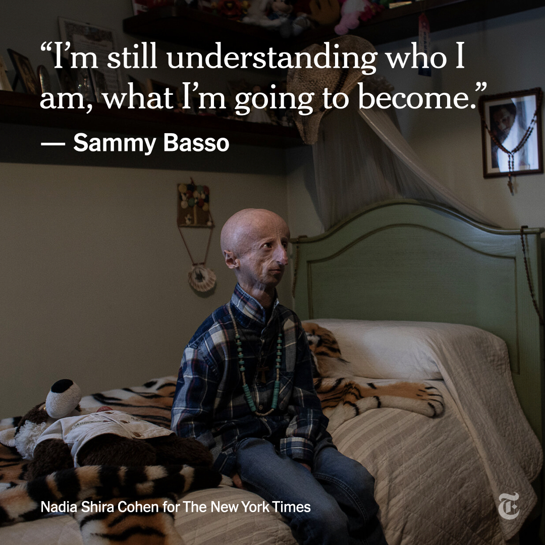 At 26, Sammy Basso is believed to be the oldest person with Progeria, an exceedingly rare and fatal disease that afflicts only about one in 18 million people. And now he’s researching it, hoping to find a treatment and the secrets of aging. nyti.ms/3tYVAi8