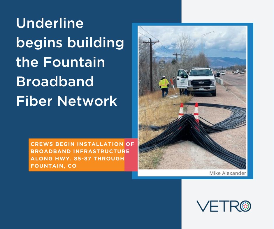 Congratulations to VETRO customer <a href="/Underlineinfra/">Underline</a> who has started construction on the Fountain Broadband Fiber Network in Fountain, CO! This is the first step in bringing ultra-fast fiberoptic internet to the Fountain community.

#fiberoptics #openaccess #broadband #ftth #gis