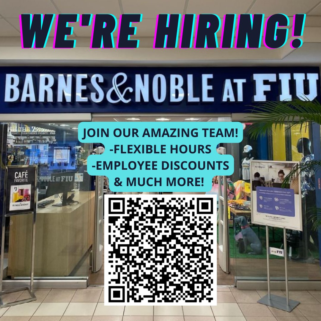 FIUBookstore's tweet photo. Our bookstore is hiring! Link our bio! #FIUbookstore #FIUJobs #parttime #bookstore #jobs #miamihiring https://t.co/kpfFx4u7Yl