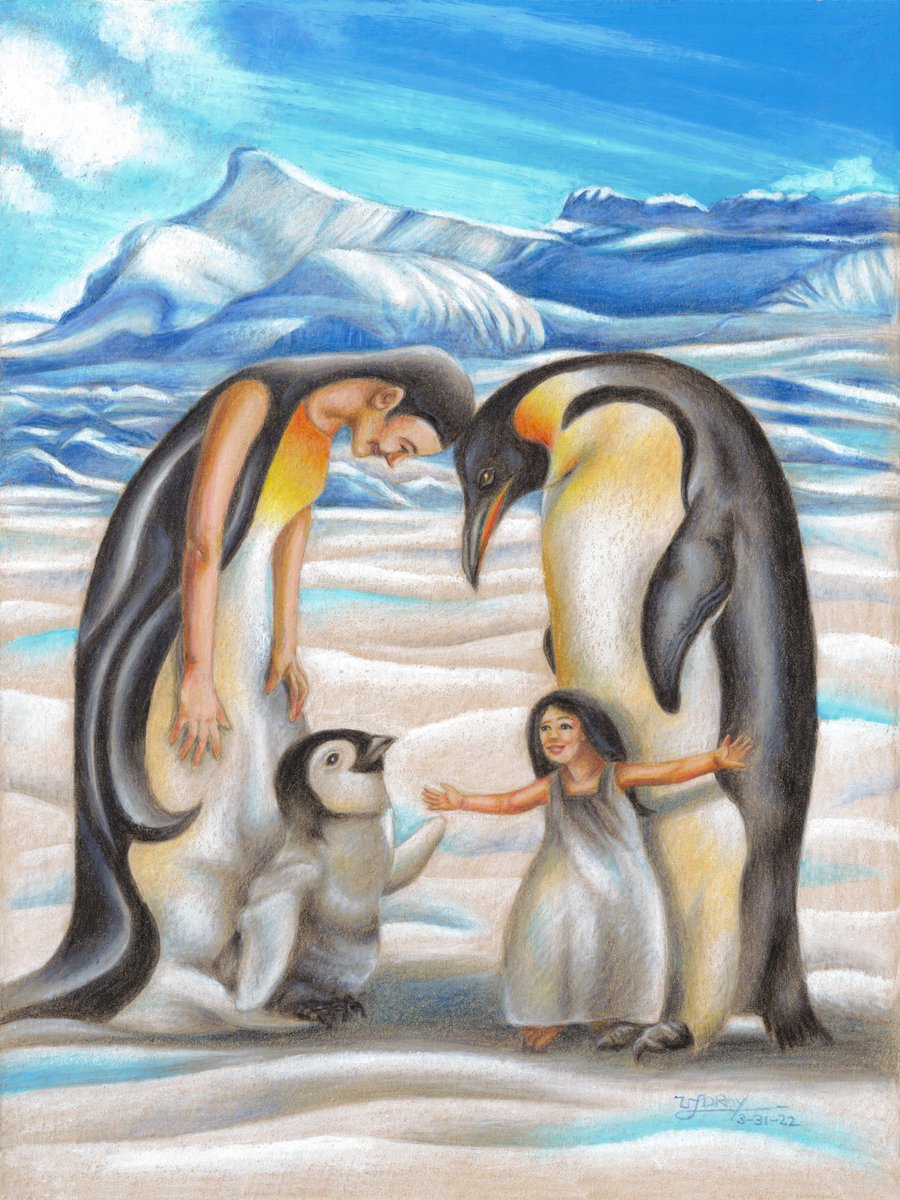 vinamous's tweet photo. My artwork entry "We Are Family" for World Penguin Day on April 25, 2022 @AntarcticaSouth #asocpenguinart https://t.co/znMrStRMJu