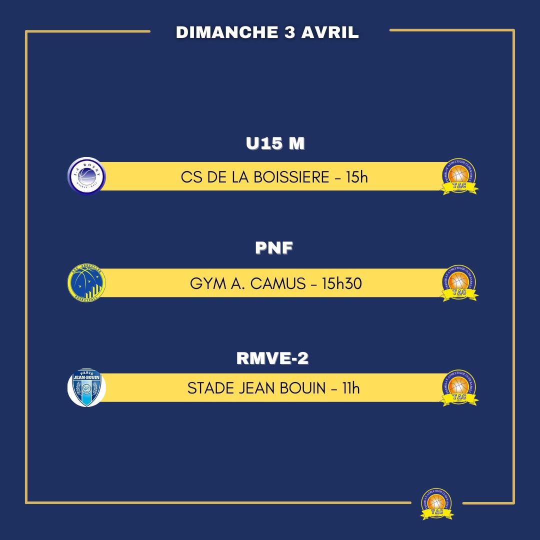 Voici le calendrier des matchs de ce week-end ⛹🏽‍♀️⛹🏽‍♂️
.
.
.

Beaucoup de matchs sont à domicile, ont compte sur vous pour venir les encourager ! 📢

Go Tremblay ! 🏀