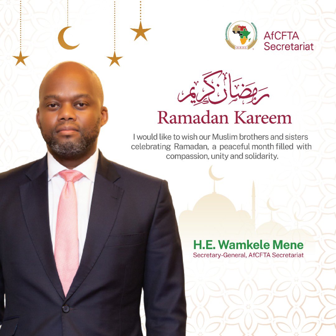 In this season of reflection and blessings, may the good spirit of selflessness prevail in our communities and provide inspiration for all.

#RamadanKareem #EidMubarak #Ramadan #Eid
#AfCFTA