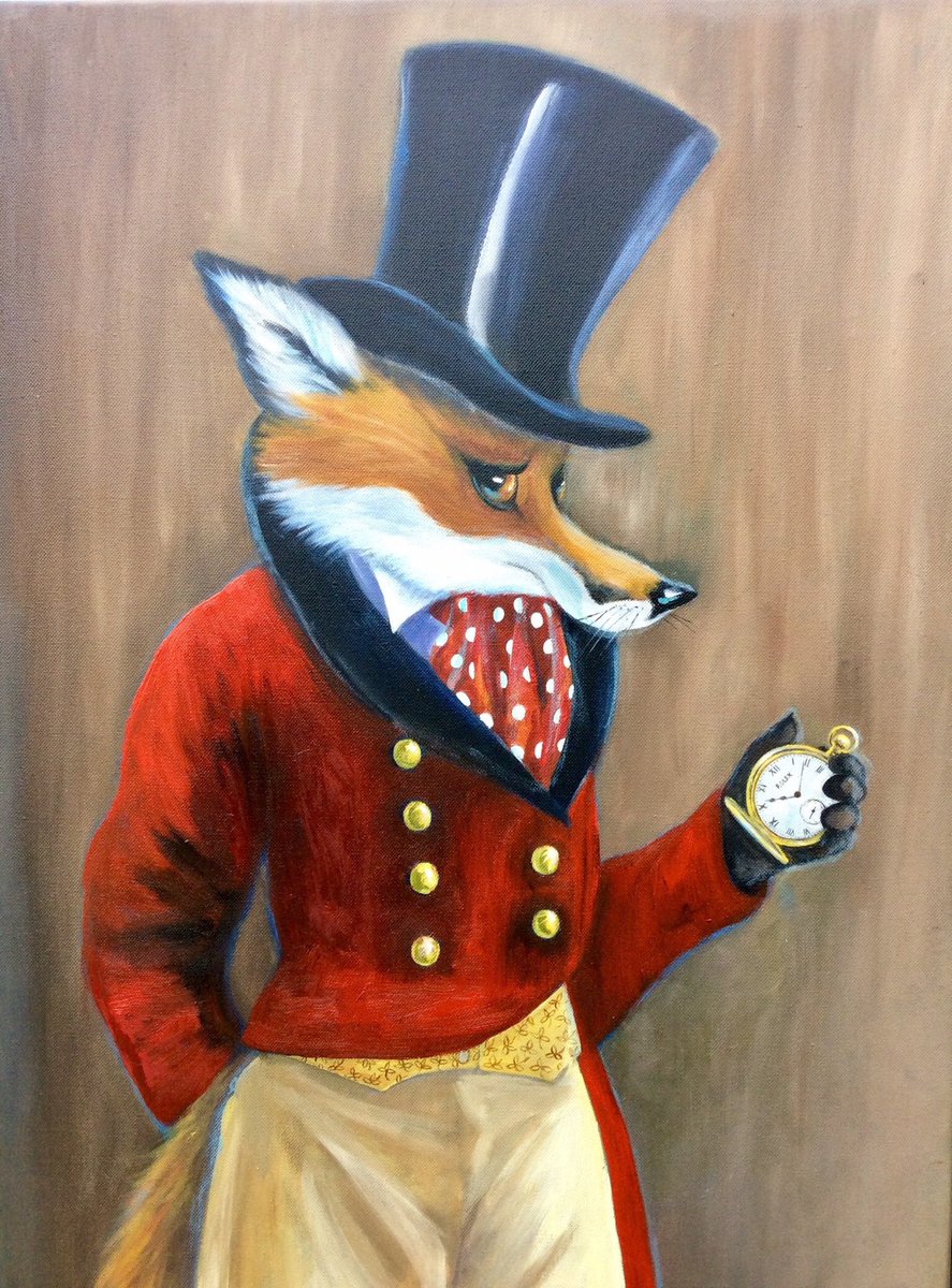 Excited to share this item from my #etsy shop: Mr Fox, rolex, fox painting, fox present, foxes, fox things, fox art, fox pictures art, fox oil painting, fox gifts, farcical foxes portrait etsy.me/3wTCETS