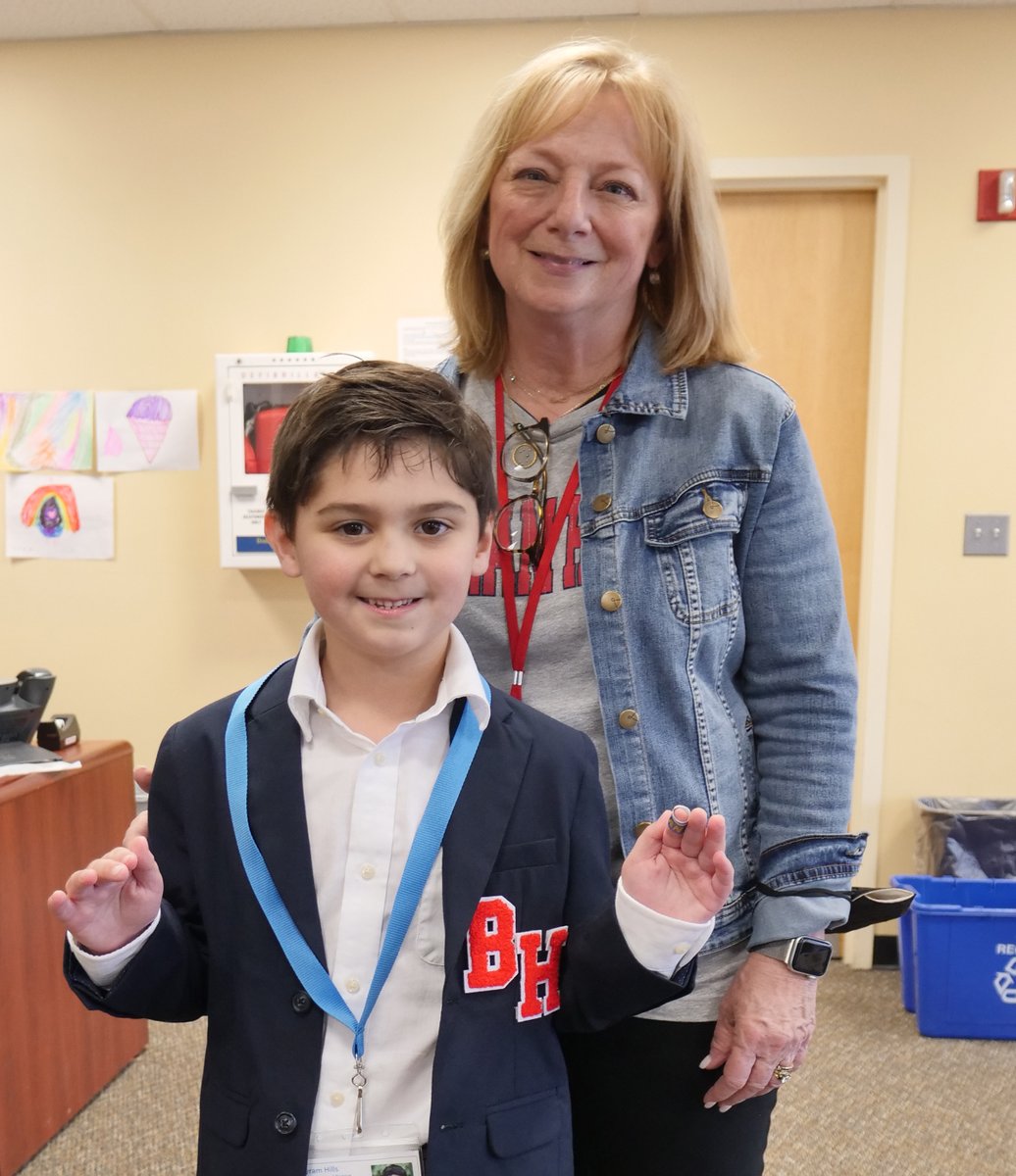 ByramHillsCSD's tweet photo. After his parents won the "Principal for the Day" prize at a BHEF fundraiser, Lorenzo suited up and took charge! Some of Lorenzo's responsibilities were visiting classrooms, delivering birthday pencils, and checking in on the Indoor Playspace. What a fantastic day! #gobocats https://t.co/IWNxm9JGyc