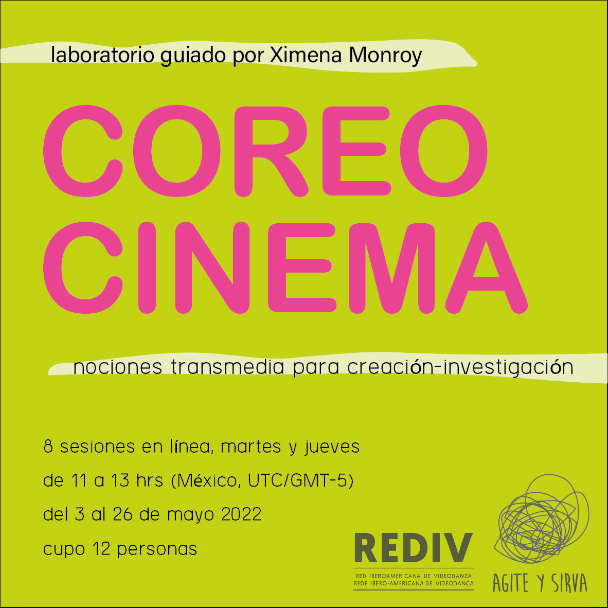 Próximo laboratorio por <a href="/ximena__mr/">Ximena Monroy Rocha</a> 

📌 Info e inscripción: ximenamonroy.weebly.com/coreocinema-la…

#videodanza #coreocinema #screendance #coreografia #cine #video #imagen #transmedia #cuerpo #pantalla #mirada #camara #escrituras #ximenamonroy #workshop #laboratorio

<a href="/rediv_oficial/">REDIV</a> #somosrediv