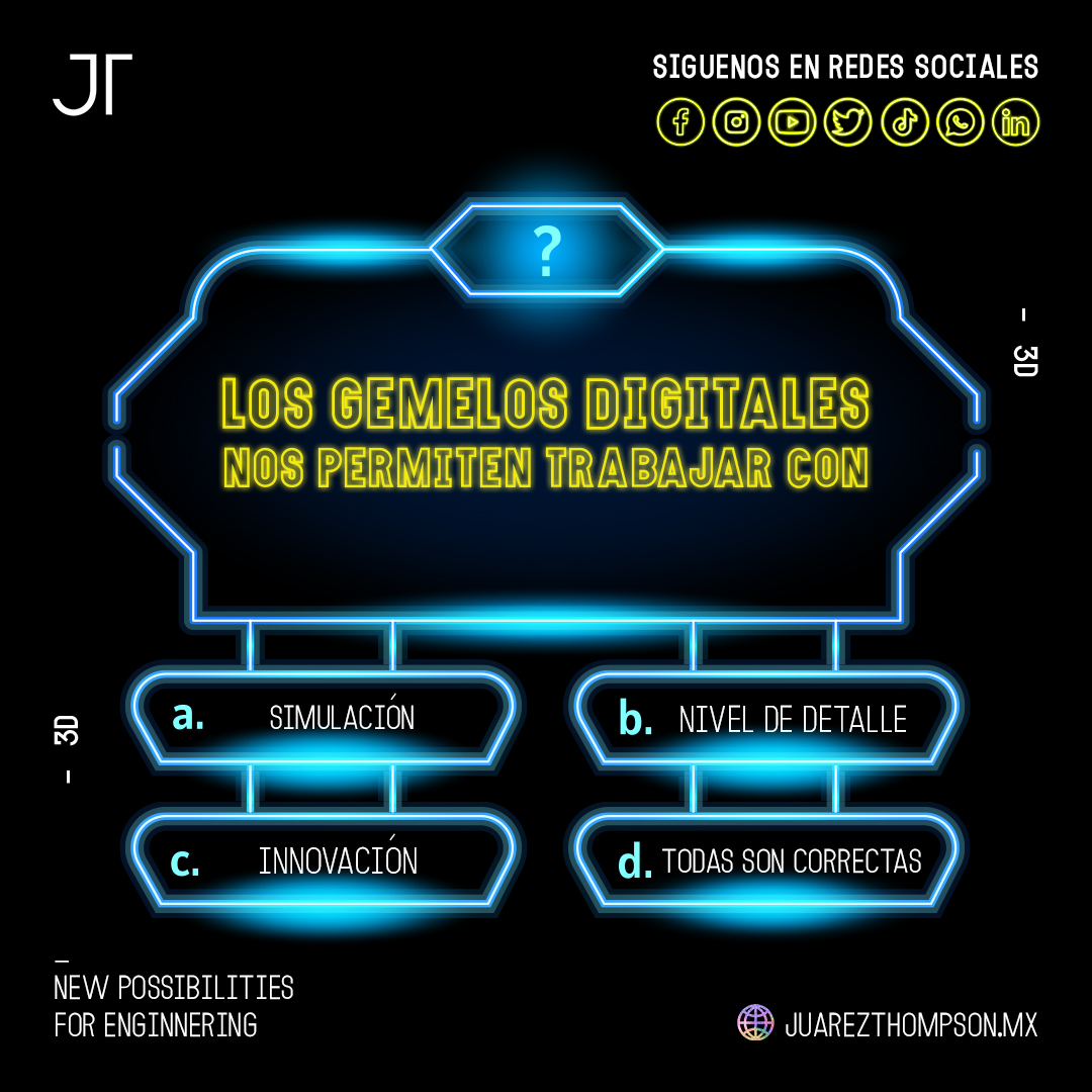 JT3DLaser's tweet photo. Participa en nuestra trivia ¿Los gemelos digitales nos permiten trabajar con?🤯🤯

🌐 https://t.co/0DDkQPUpID
☎️81 17 28 75 81 https://t.co/4wYmH6Tzoj