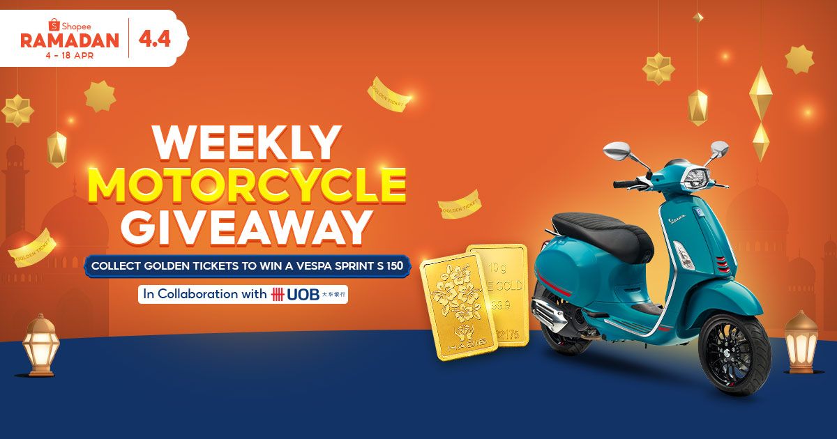 azryshariff's tweet photo. Collect golden tickets to win a Vespa or gold bar weekly! Win instant prizes such as vouchers and Shopee coins too > https://t.co/1KdO3vX2Y4 https://t.co/j2cE4tbke1