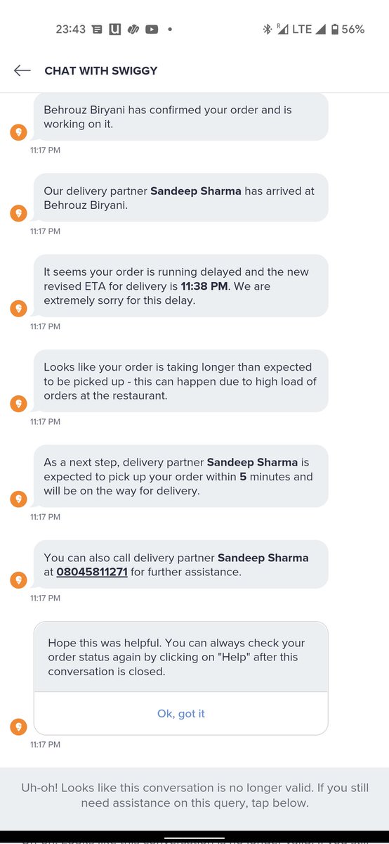 Architforever's tweet photo. @swiggy_in @harshamjty Dear swiggy, we ordered biryani at 10.36 and were waiting till 11.20. Finally had to cancel the order as our guests had to leave. This kind of service is not expected from your side. Expected delivery time was 45 m but we never got the delivery after d wait https://t.co/wgwzth72mG